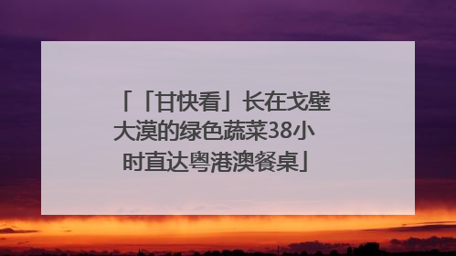 「甘快看」长在戈壁大漠的绿色蔬菜38小时直达粤港澳餐桌