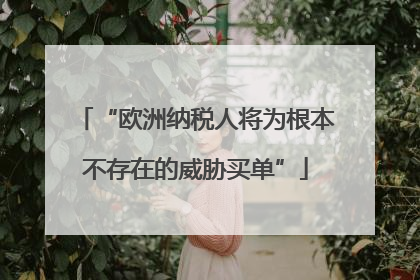 “欧洲纳税人将为根本不存在的威胁买单”
