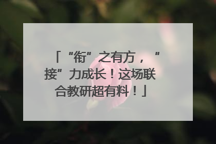“衔”之有方，“接”力成长！这场联合教研超有料！