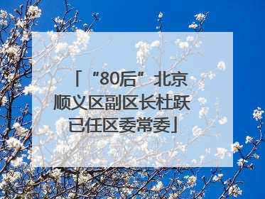 “80后”北京顺义区副区长杜跃已任区委常委