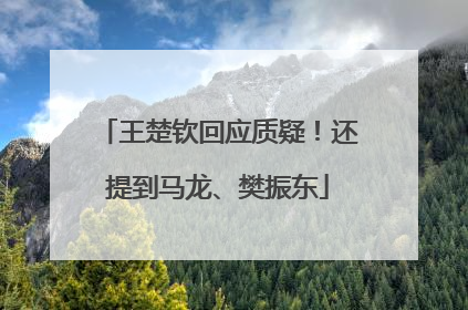 王楚钦回应质疑！还提到马龙、樊振东