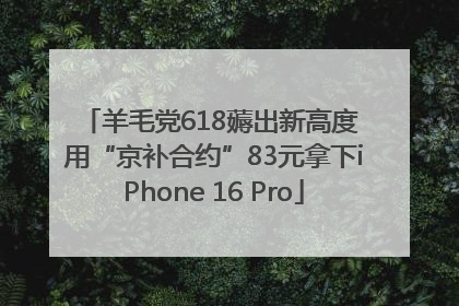 羊毛党618薅出新高度 用“京补合约”83元拿下iPhone 16 Pro