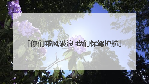 你们乘风破浪 我们保驾护航
