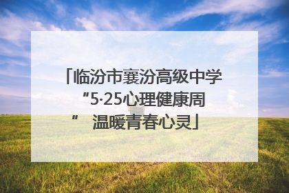 临汾市襄汾高级中学“5·25心理健康周” 温暖青春心灵