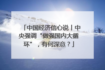 中国经济信心说丨中央强调“做强国内大循环”，有何深意？