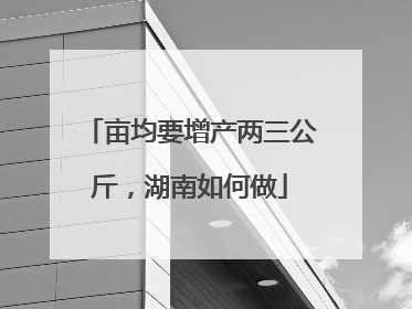 亩均要增产两三公斤，湖南如何做