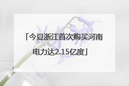 今夏浙江首次购买河南电力达2.15亿度