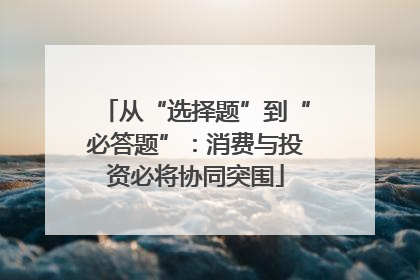 从“选择题”到“必答题”：消费与投资必将协同突围