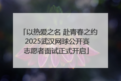 以热爱之名 赴青春之约 2025武汉网球公开赛志愿者面试正式开启