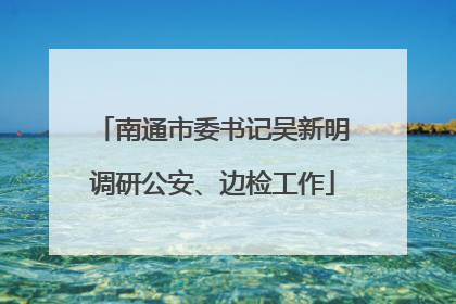 南通市委书记吴新明调研公安、边检工作