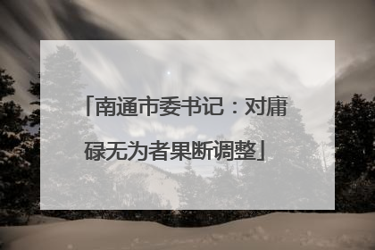 南通市委书记：对庸碌无为者果断调整