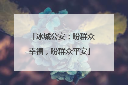 冰城公安：盼群众幸福，盼群众平安