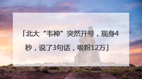 北大“韦神”突然开号，现身4秒，说了3句话，吸粉12万