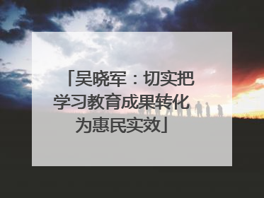 吴晓军：切实把学习教育成果转化为惠民实效