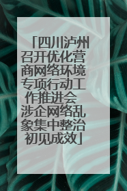 四川泸州召开优化营商网络环境专项行动工作推进会 涉企网络乱象集中整治初见成效