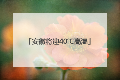 安徽将迎40℃高温