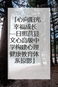 心向阳光 幸福成长—日照莒县文心高级中学构建心理健康教育体系掠影