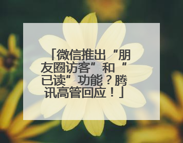 微信推出“朋友圈访客”和“已读”功能？腾讯高管回应！