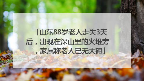 山东88岁老人走失3天后，出现在深山里的火堆旁，家属称老人已无大碍