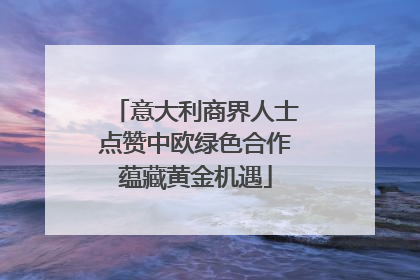 意大利商界人士点赞中欧绿色合作蕴藏黄金机遇
