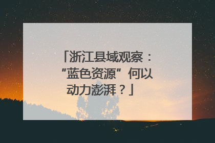 浙江县域观察：“蓝色资源”何以动力澎湃？