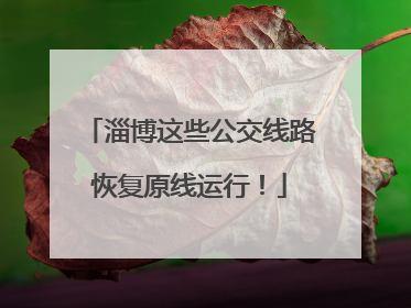 淄博这些公交线路恢复原线运行！