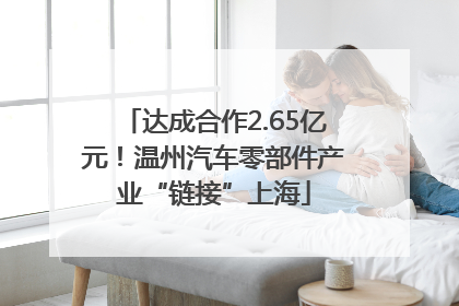 达成合作2.65亿元！温州汽车零部件产业“链接”上海