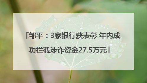 邹平：3家银行获表彰 年内成功拦截涉诈资金27.5万元