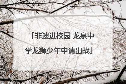 非遗进校园 龙泉中学龙狮少年申请出战