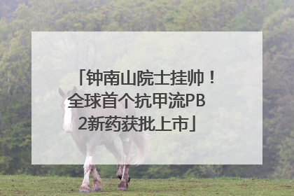 钟南山院士挂帅！全球首个抗甲流PB2新药获批上市