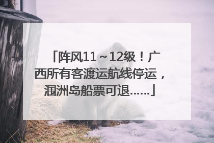 阵风11～12级！广西所有客渡运航线停运，涠洲岛船票可退……