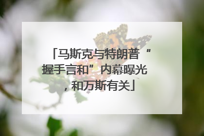 马斯克与特朗普“握手言和”内幕曝光，和万斯有关